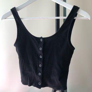black h&m button up crop top